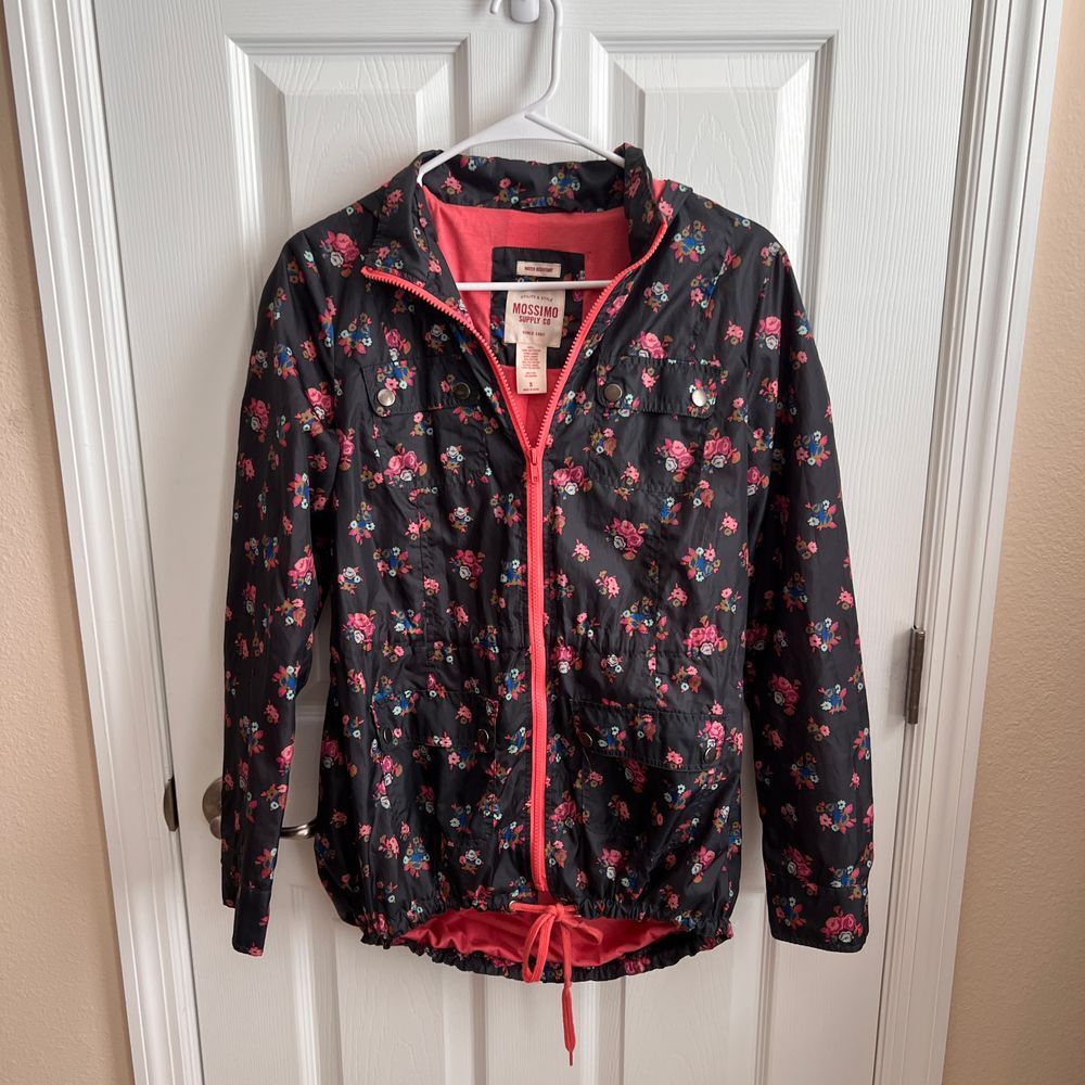 Mossimo‎ Floral Anorak Jacket Water Resistant Lightweight Full Zip Small